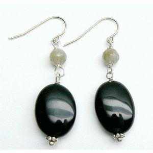 Dillard's Black Onyx & Labradorite silver Earrings